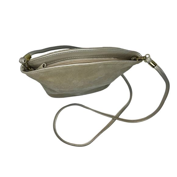 Valerie's Handbag, Tan shimmer Leather crossbody bag, zipper - Picture 7 of 9